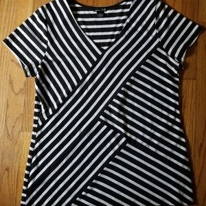 RXB Black and White Striped Blouse Size Large